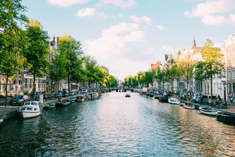Canal in Amsterdam, host city of IBC 2026