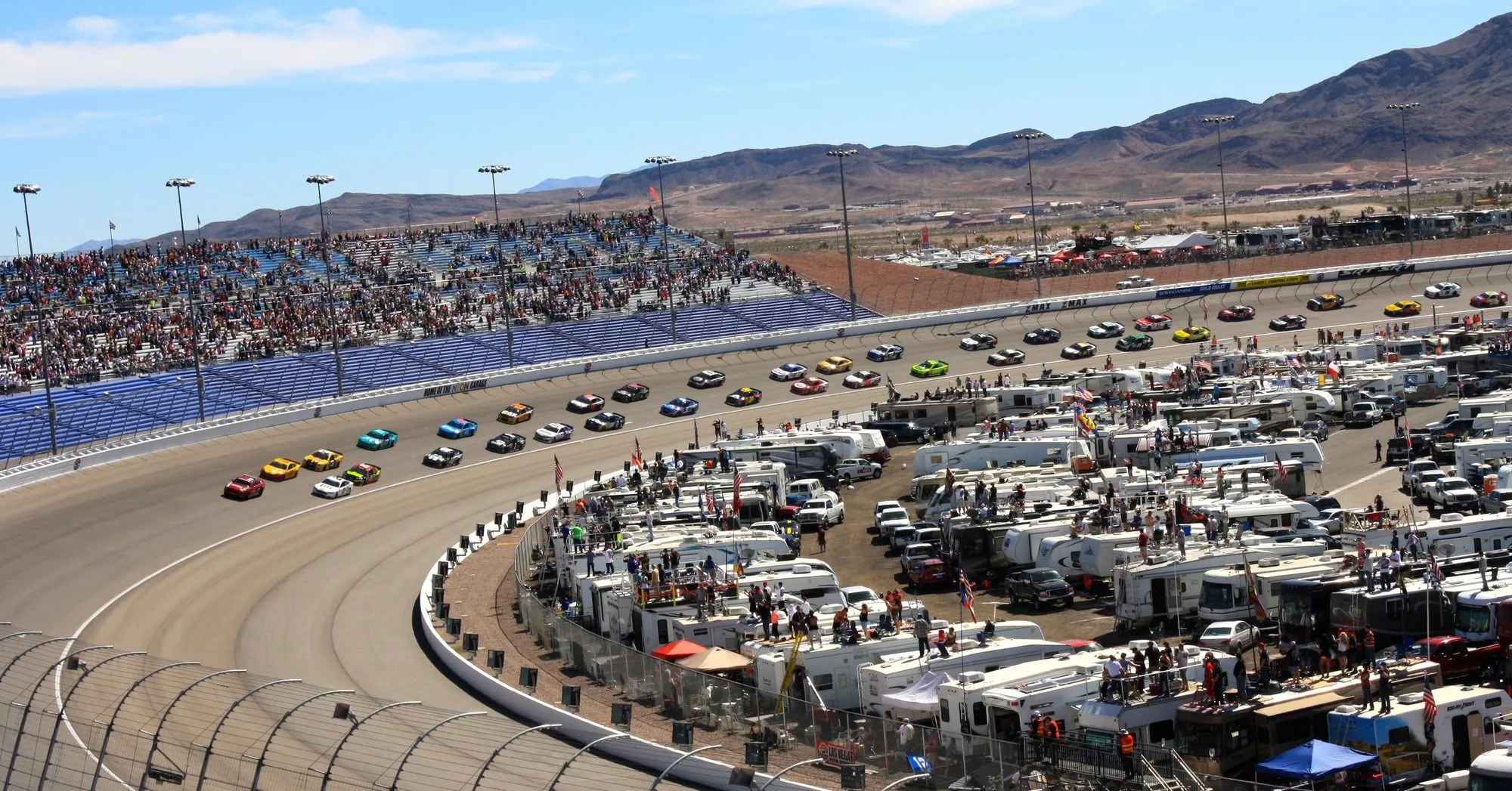 Live motorsport event with packed stadium